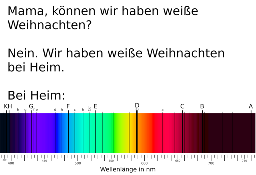 Mama, können wir haben weiße Weihnachten?  Nein. Wir haben weiße Weihnachten bei Heim.  Bei Heim: <Frauenhoferlinien>