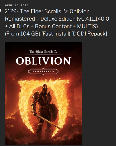 oblivion remastered repack on some repacks website