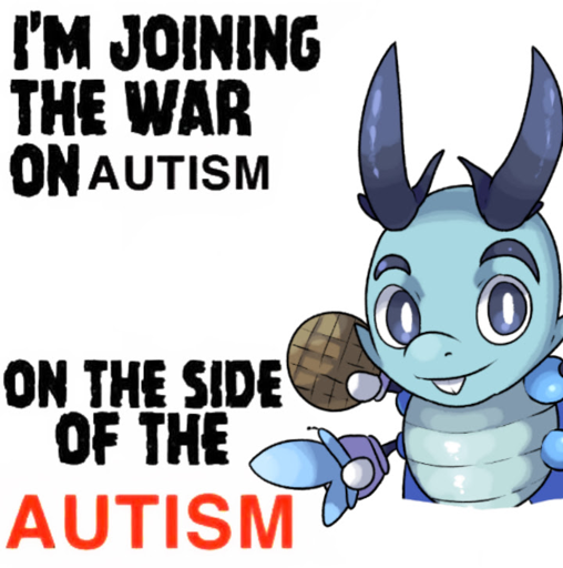 im joining the war on autism on the side of autism. then the wafrn mascot in big