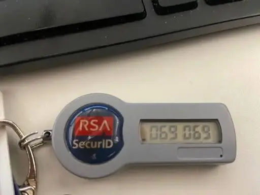 RSA hardware token with code 069069